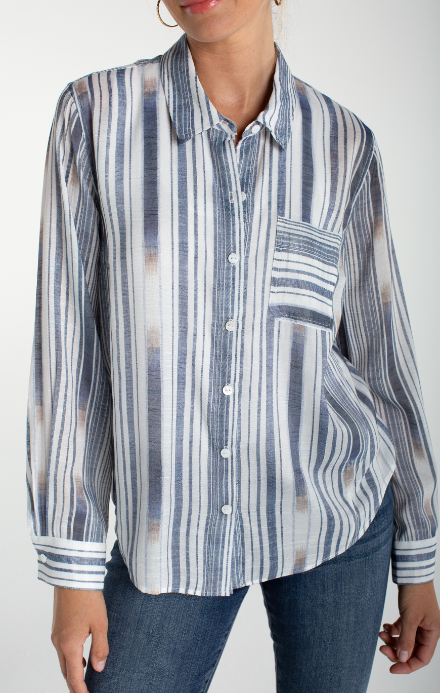 L/S Button Front Blouse