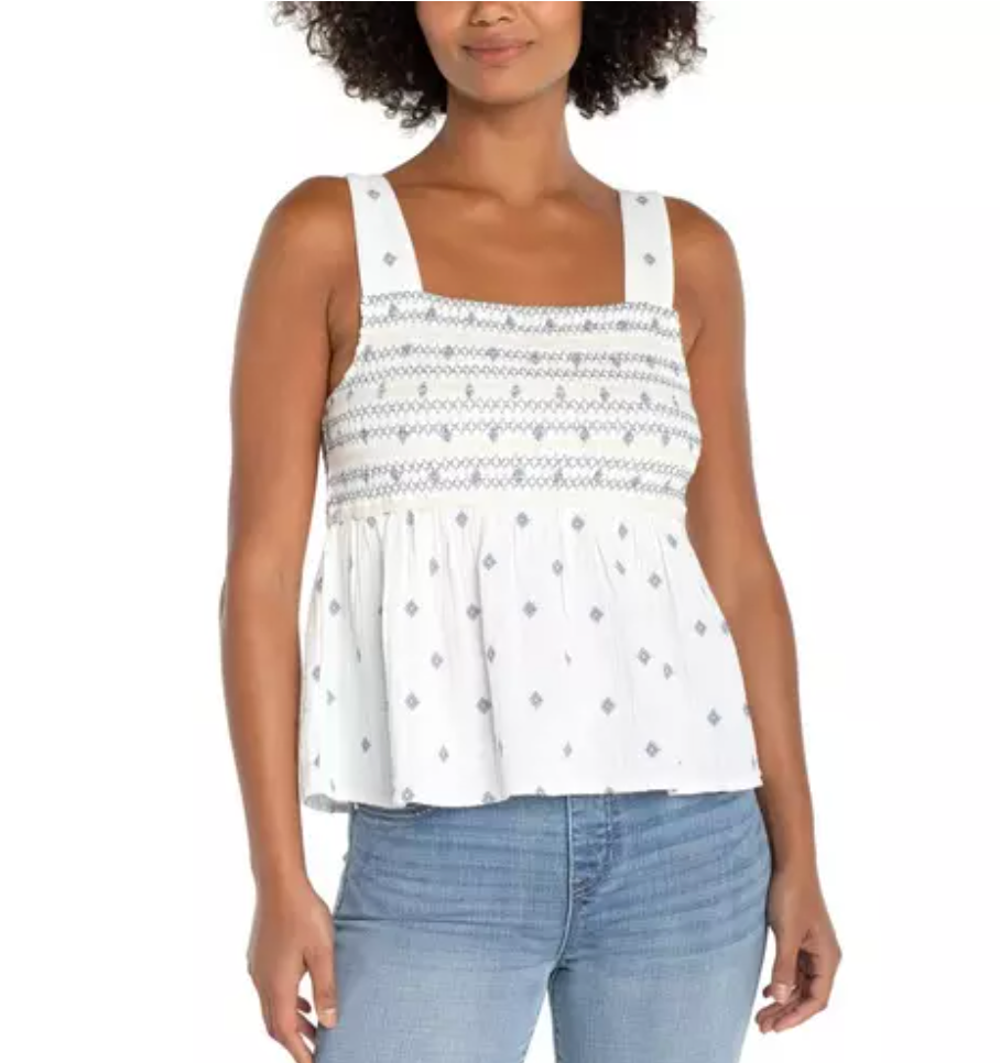 Smocked Woven Tank
