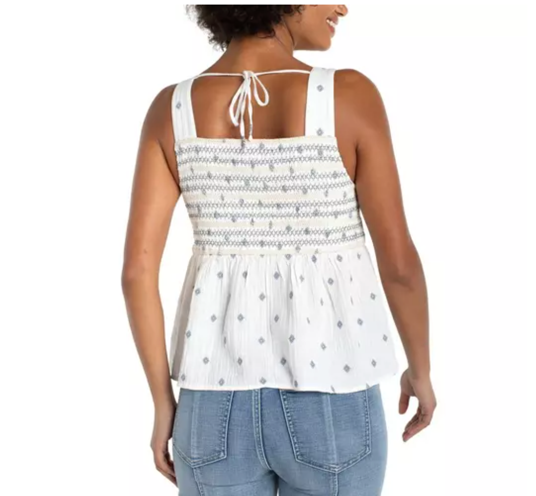 Smocked Woven Tank