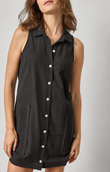 Sleeveless Pleat Pocket Dress