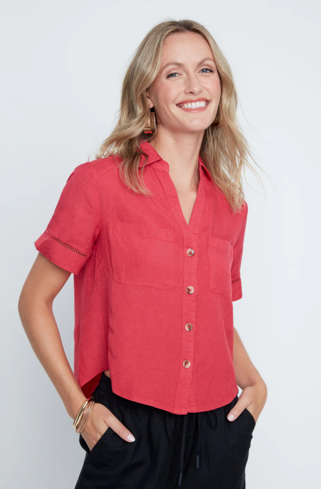 Woven Blouse w/Pockets