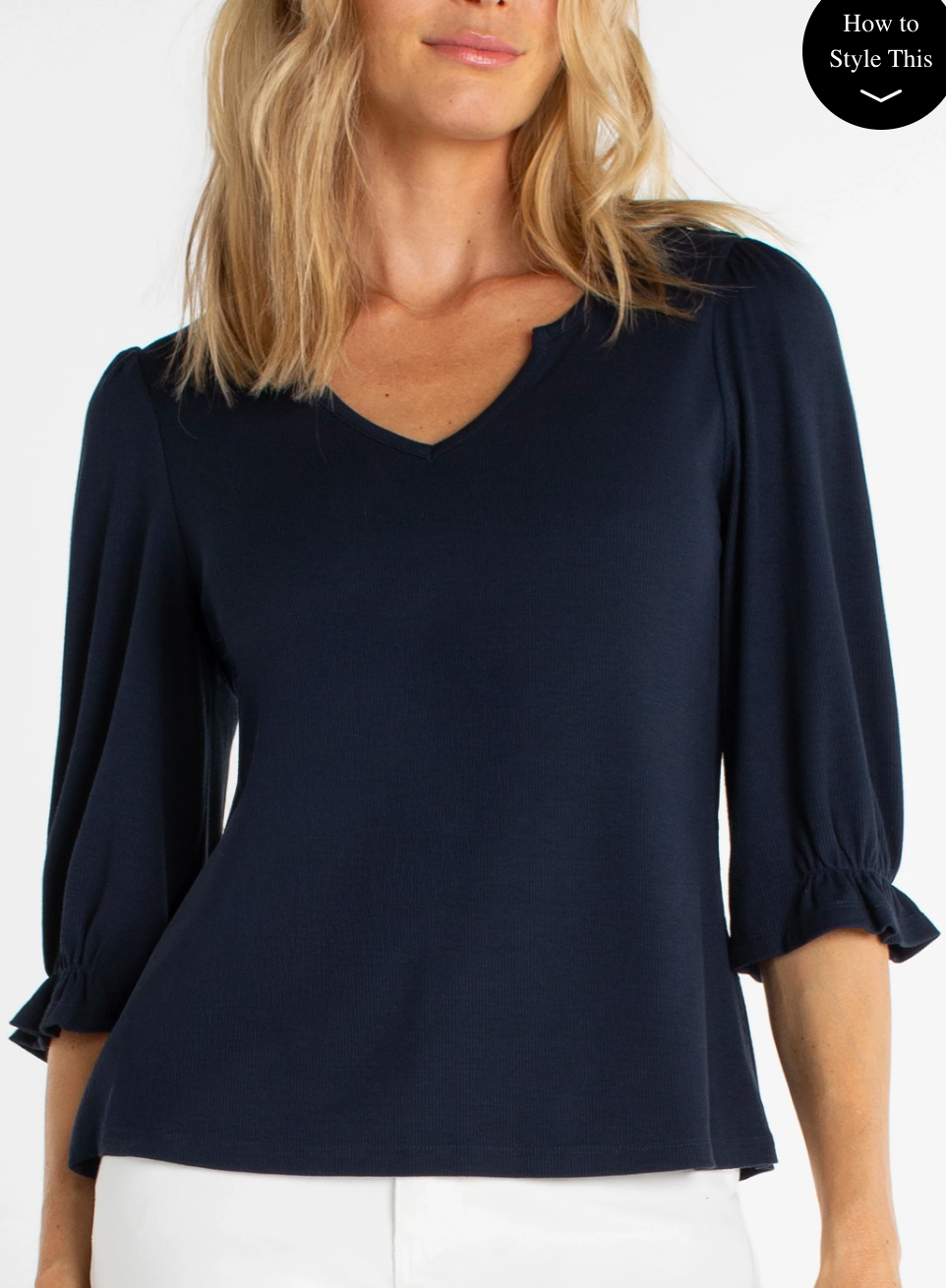 Elbow Sleeve Notch Top
