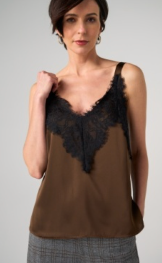 Woven Tank w/Lace Trim