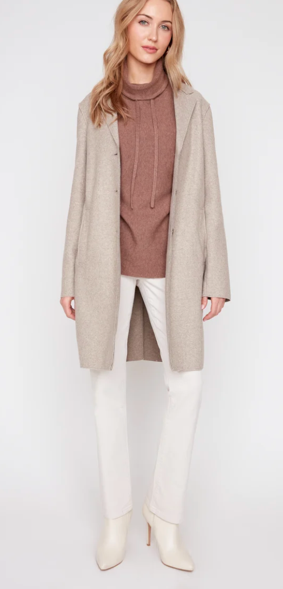 Brushed Knit Long Coat