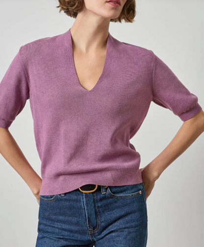 V-Neck Elbow Sleeve Sweater
