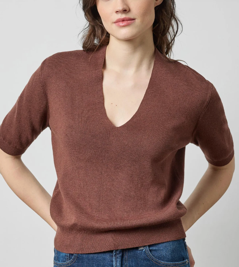 V-Neck Elbow Sleeve Sweater