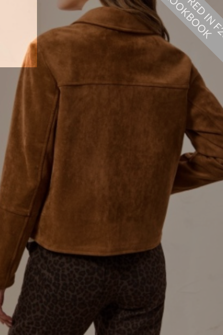 Button Front Faux Suede Jacket
