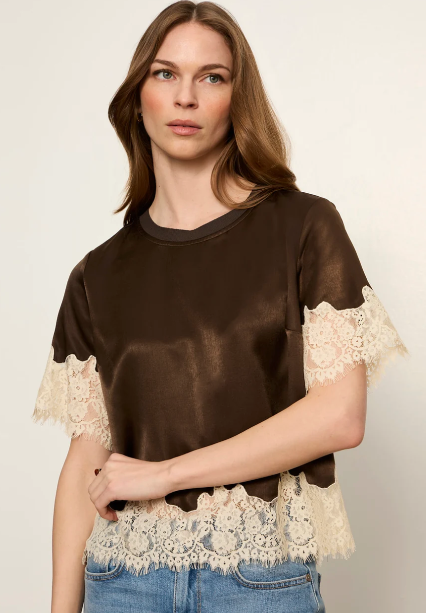 One of A Kind Satin Lace Top