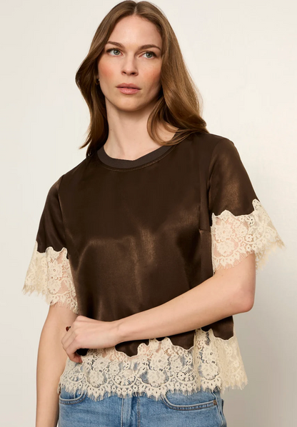 One of A Kind Satin Lace Top