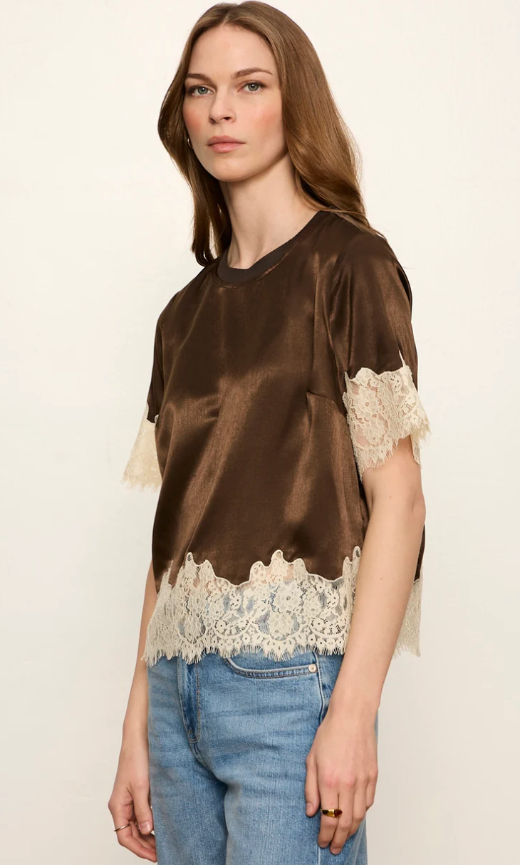 One of A Kind Satin Lace Top