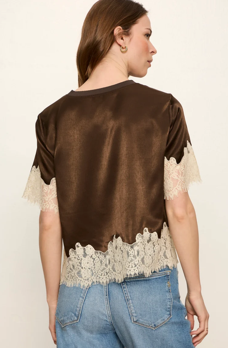 One of A Kind Satin Lace Top