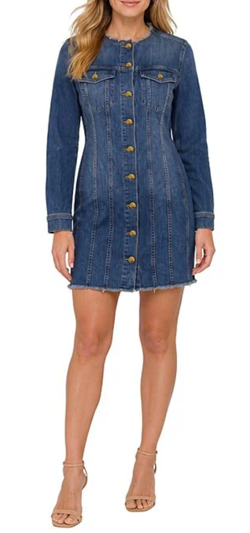Collarless Trucker Dress