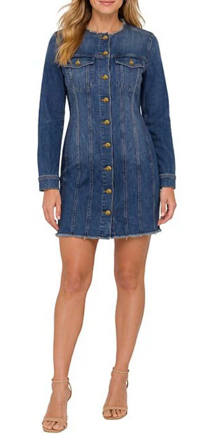Collarless Trucker Dress