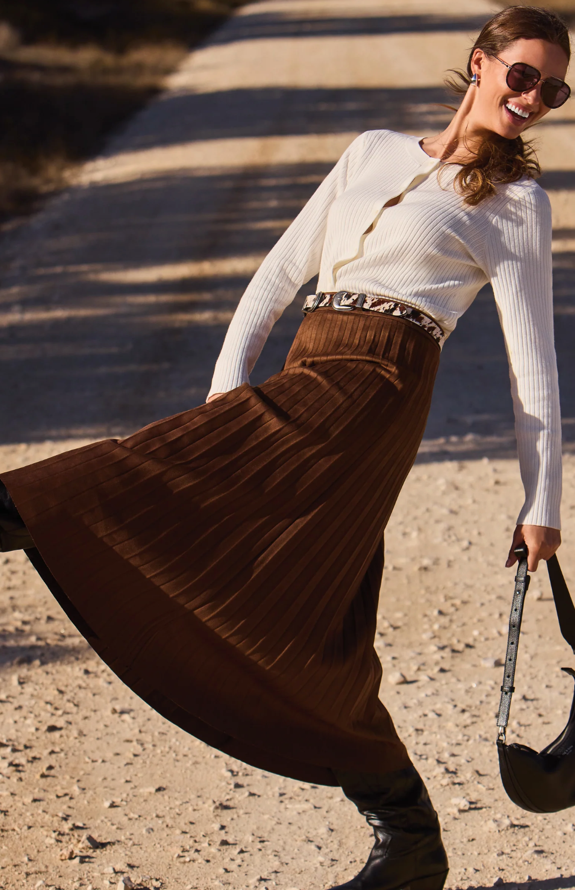 Pleated Stretchy Faux Skirt