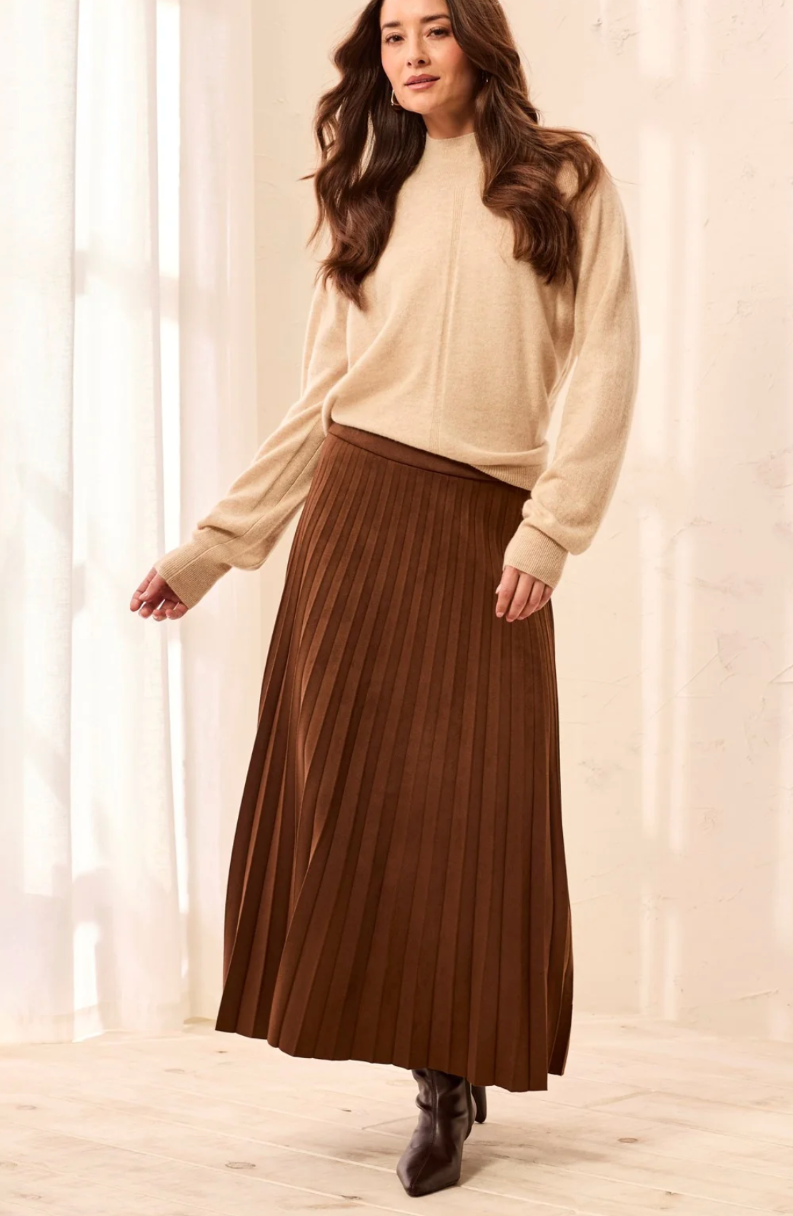 Pleated Stretchy Faux Skirt