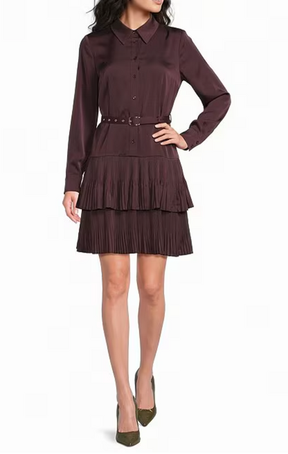 L/S Dress with Pleated Skirt
