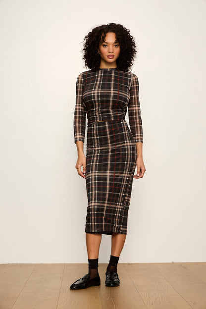 FALL MESH MIDI SKIRT