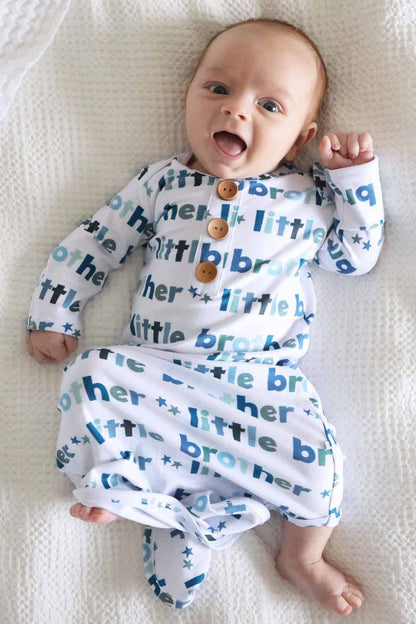 Little Brother Newborn Baby Knot Gown &amp; Hat Set