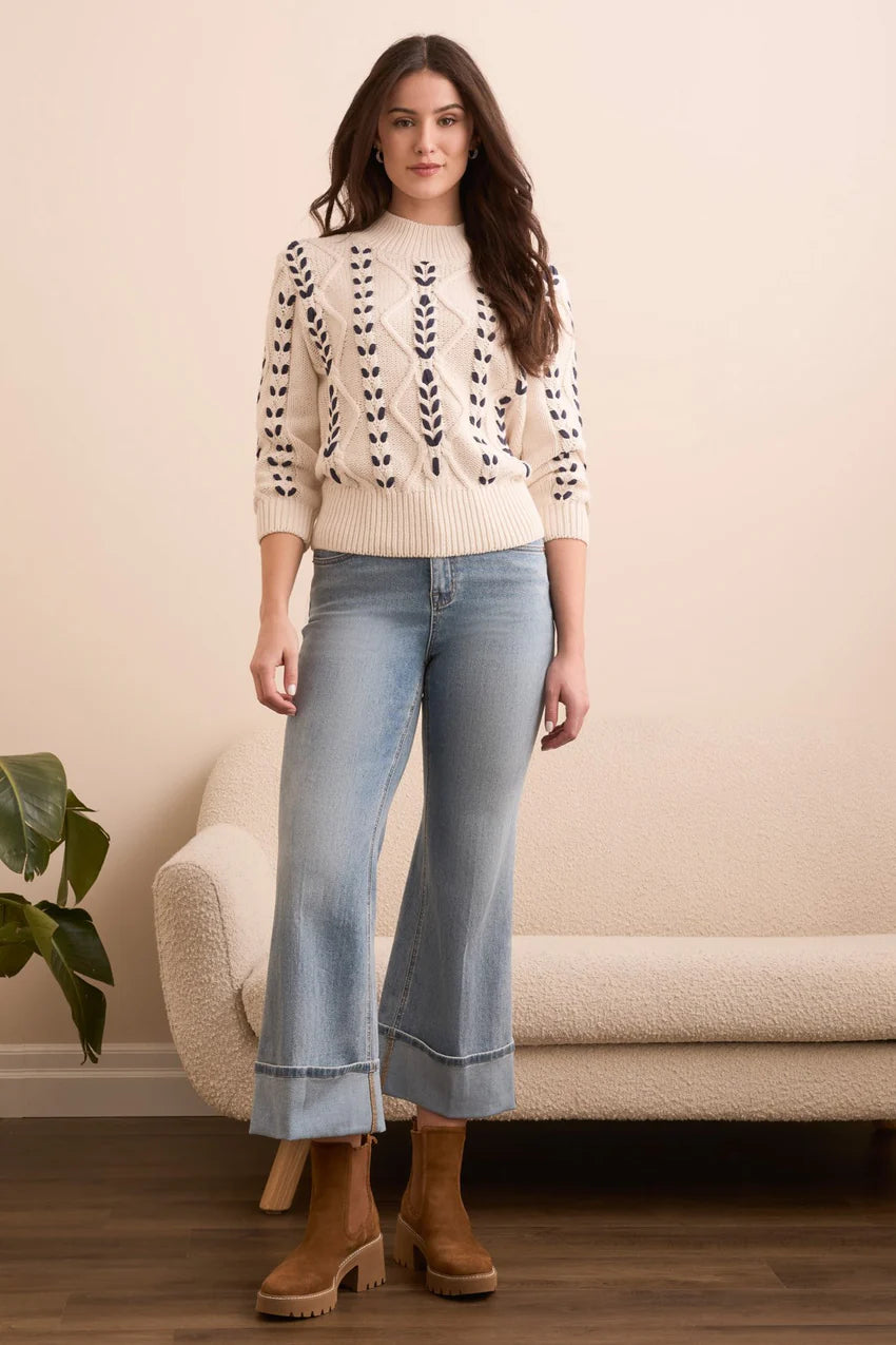 3/4 Sleeve Mock Neck Sweater