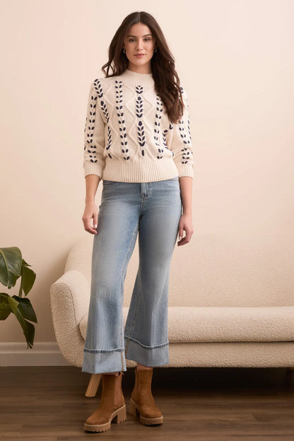 3/4 Sleeve Mock Neck Sweater