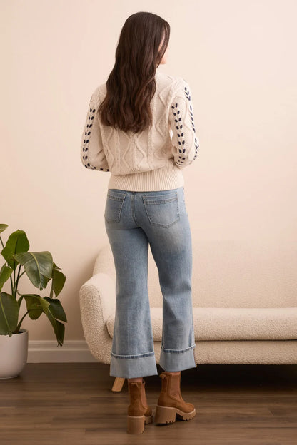 3/4 Sleeve Mock Neck Sweater