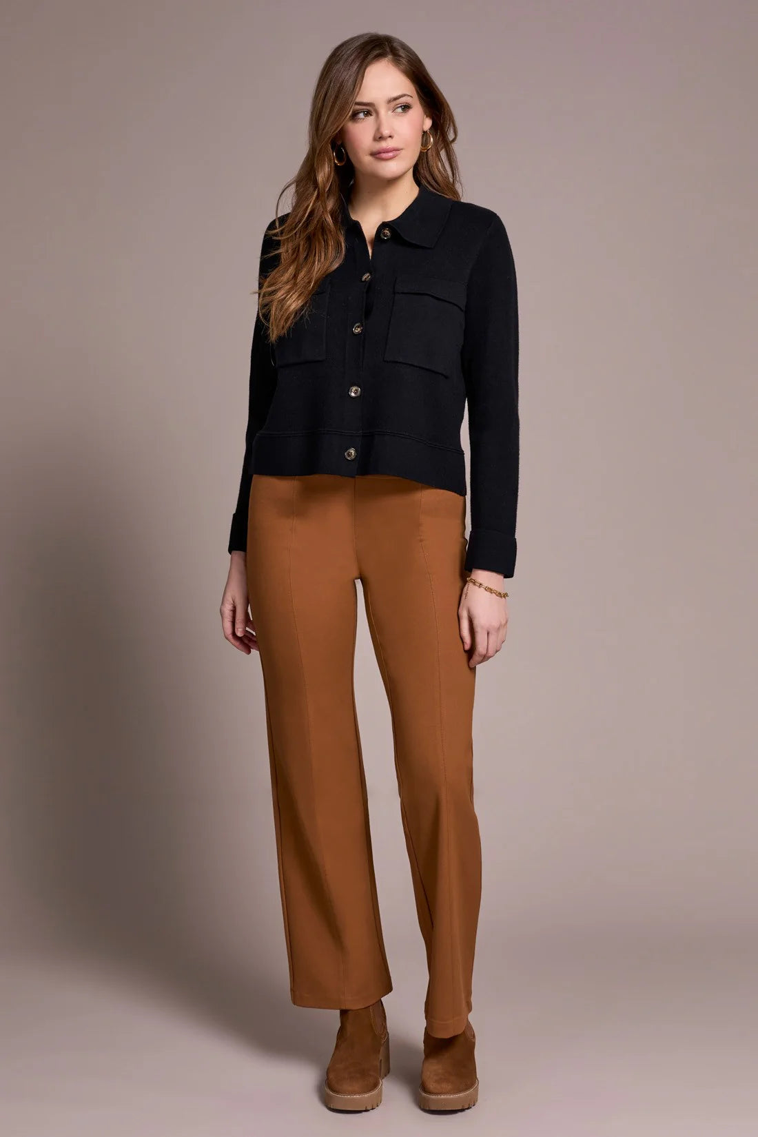 Double Knit Collared Cardigan