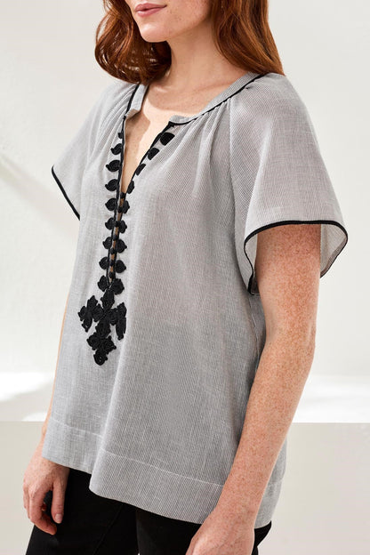 Embroidered S/S Blouse