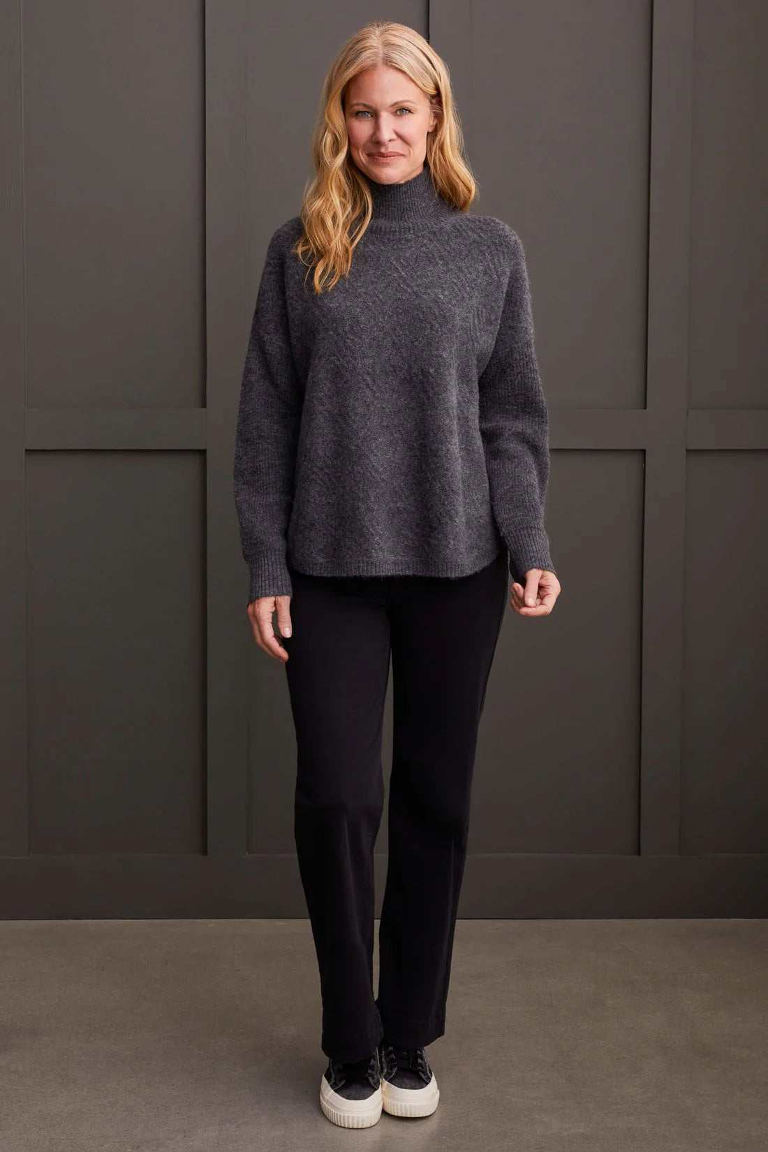 Textured Mock Neck Sweater